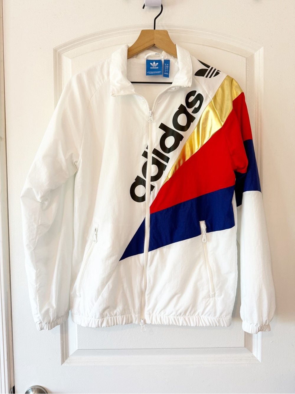 ADIDAS Originals Tribe Windbreaker White Track Jacket Size Small Lightweight - Picture 3 of 8